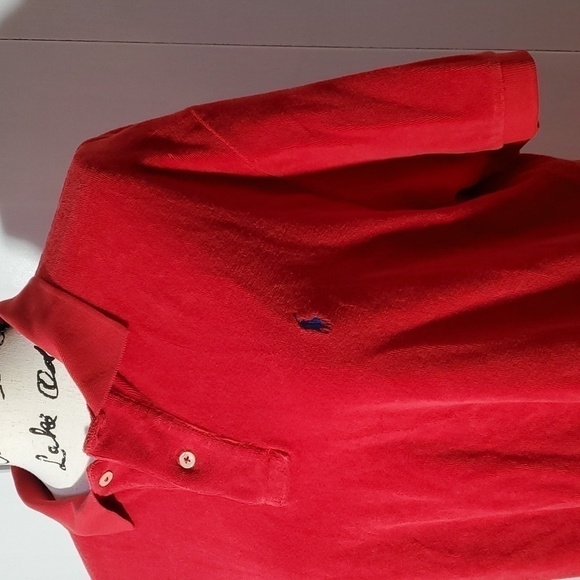 Polo Ralph Lauren Red Terry Cotton Short-sleeved Polo Pony logo Sz.Large - Picture 2 of 5